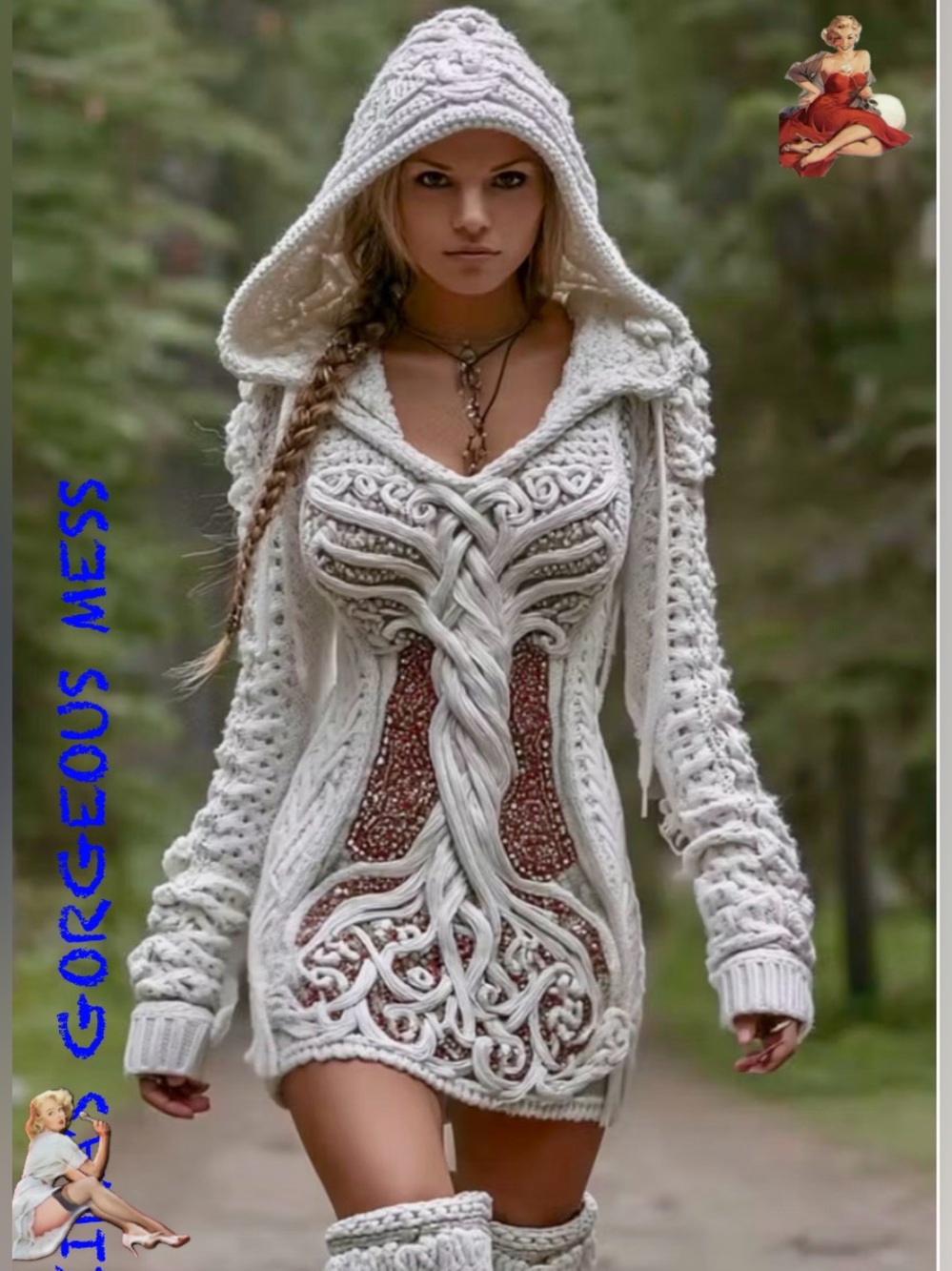 ❤️‍🔥BNWT❤️‍🔥Handcrafted Ivory Cable Knit Hooded Sweater Dress